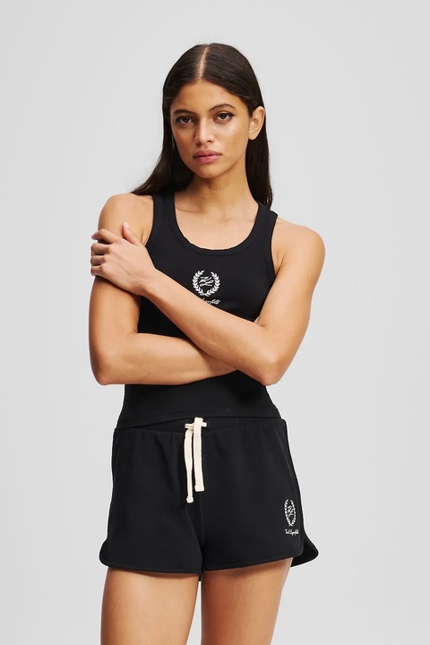 Karl Lagerfeld szorty damskie kolor czarny z aplikacją medium waist A3W44007 - zdjęcie produktu nr 1