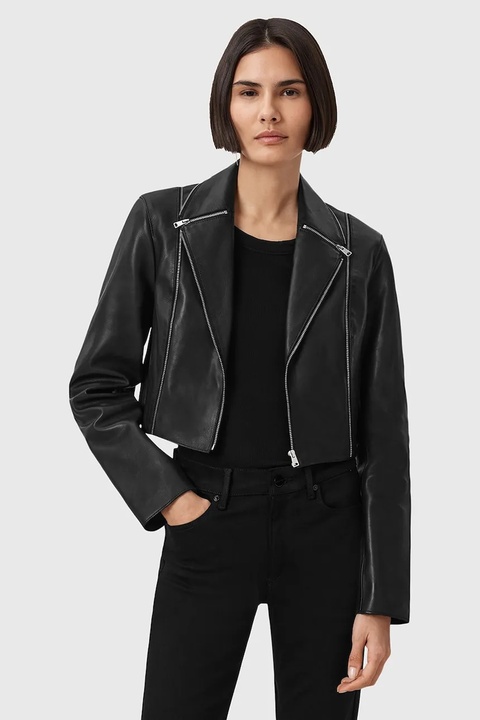 AllSaints kurtka skórzana LANDERS kolor czarny przejściowa W058LD - zdjęcie produktu nr 1