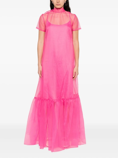 STAUD Calluna ruffled short-sleeved maxi dress - Pink - zdjęcie produktu nr 1
