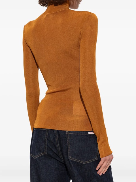 Self-Portrait ribbed high-neck top - Orange - zdjęcie produktu nr 2