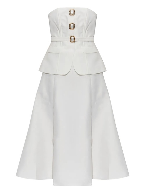 Self-Portrait pearl-button midi dress - White - zdjęcie produktu nr 1