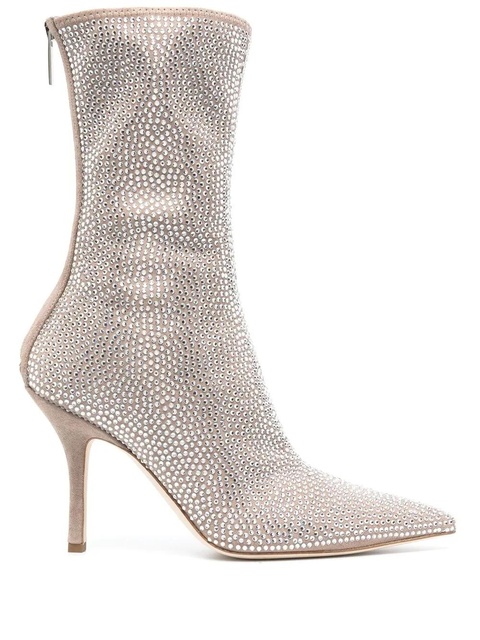 Paris Texas crystal-embellished 105mm pointed boots - Neutrals - zdjęcie produktu nr 1