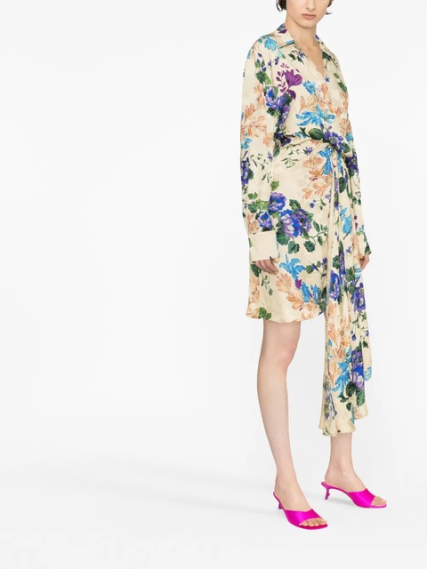 Off-White floral-print asymmetric shirtdress - Neutrals - zdjęcie produktu nr 2