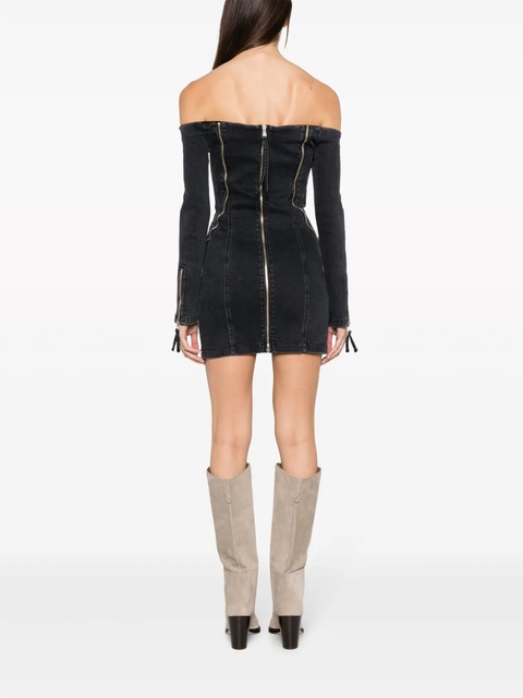 Blumarine off-shoulder zip-up denim dress - Black - zdjęcie produktu nr 2