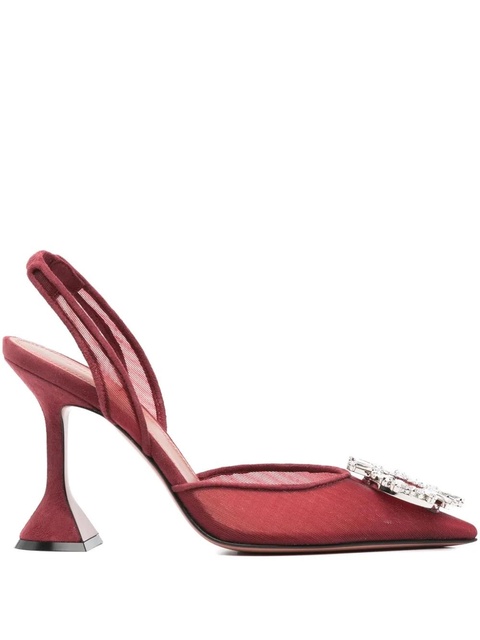 Amina Muaddi 95mm Begum embellished slingback pumps - Red - zdjęcie produktu nr 1