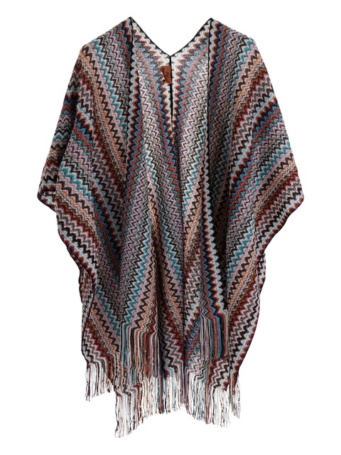 Missoni zigzag-pattern fringed poncho - Grey - zdjęcie produktu nr 1