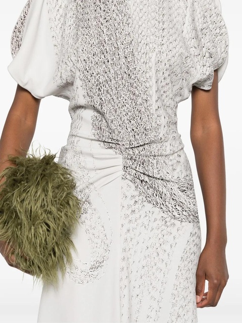 Victoria Beckham chain-print gathered midi dress - Grey - zdjęcie produktu nr 2