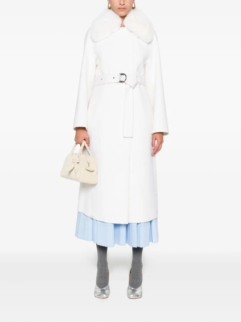 Maje faux-fur-collar belted coat - White - zdjęcie produktu nr 1