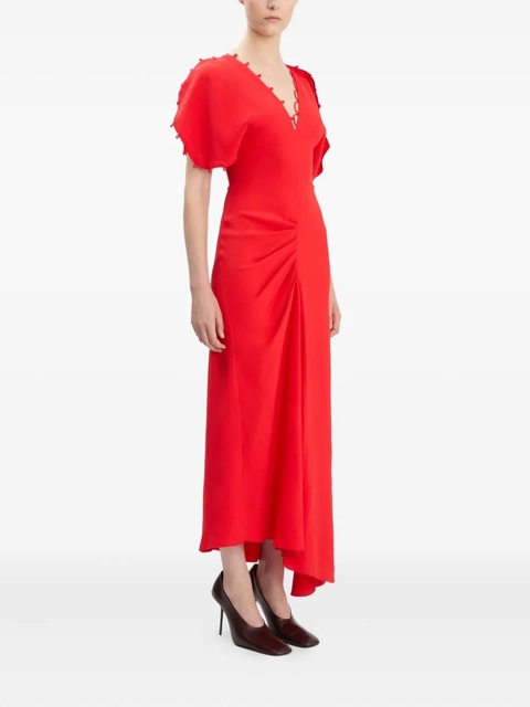 Victoria Beckham rouleaux-detail midi dress - Red - zdjęcie produktu nr 2