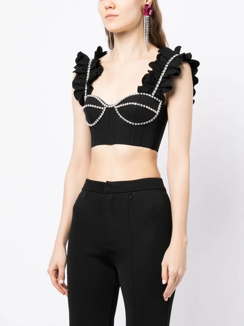 AREA crystal-embellished cropped top - Black - zdjęcie produktu nr 2