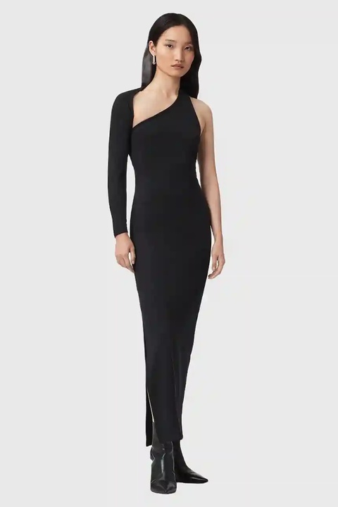 AllSaints sukienka ARI kolor czarny maxi dopasowana W074DD - zdjęcie produktu nr 1