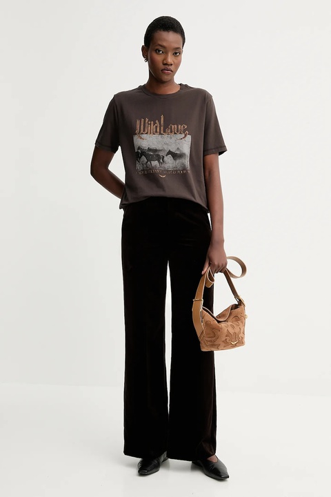 ZADIG&VOLTAIRE t-shirt bawełniany damski kolor brązowy JWTS02816 - zdjęcie produktu nr 1