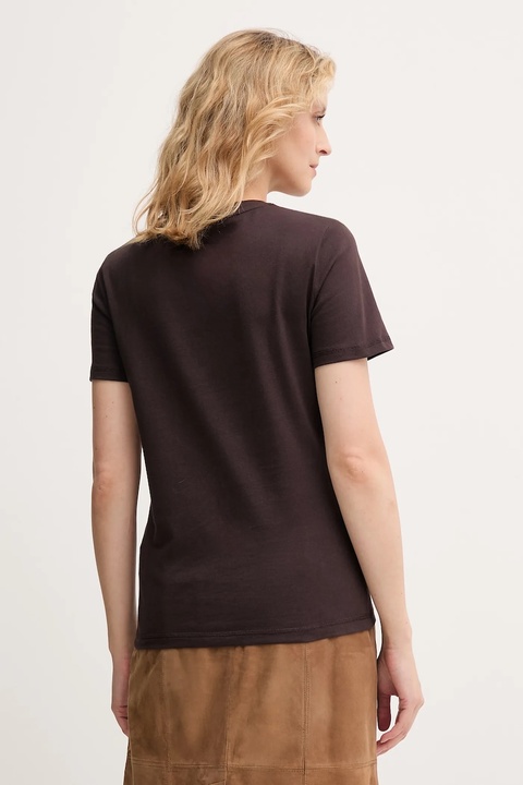 Marella t-shirt bawełniany damski kolor brązowy 2523976084200 - zdjęcie produktu nr 2