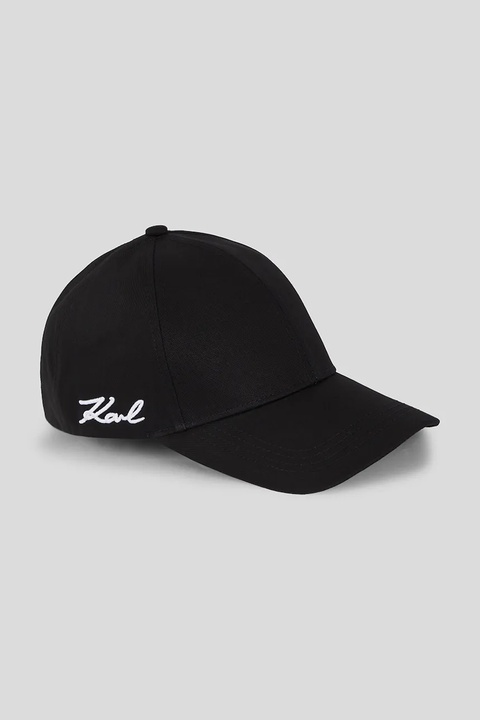 Karl Lagerfeld czapka z daszkiem bawełniana K/SIGNATURE kolor czarny gładka A3W33018 - zdjęcie produktu nr 1