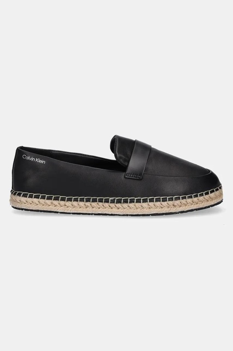 Calvin Klein espadryle skórzane ESPADRILLE W/CK HW - LTH kolor czarny HW0HW02390 - zdjęcie produktu nr 2