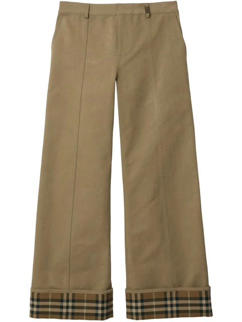 Burberry check-trim wide-leg trousers - Neutrals - zdjęcie produktu nr 1