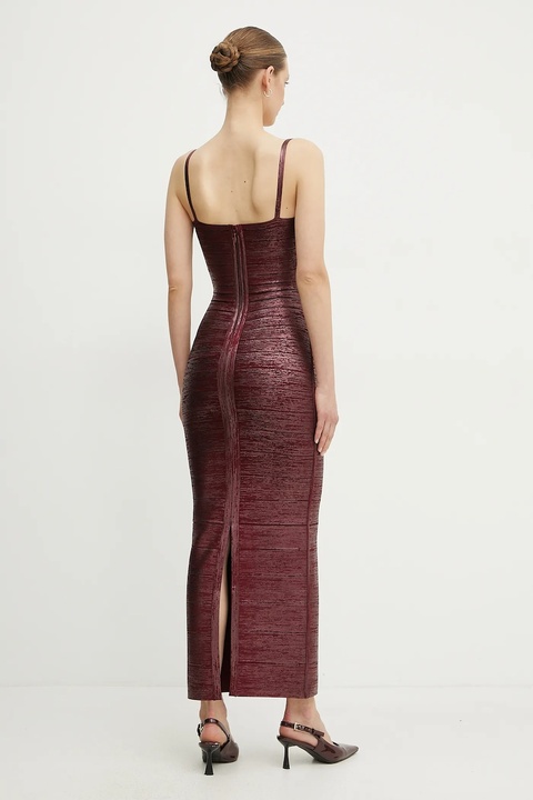 Herve Leger sukienka Gemma kolor bordowy maxi dopasowana HFL8503778 - zdjęcie produktu nr 2