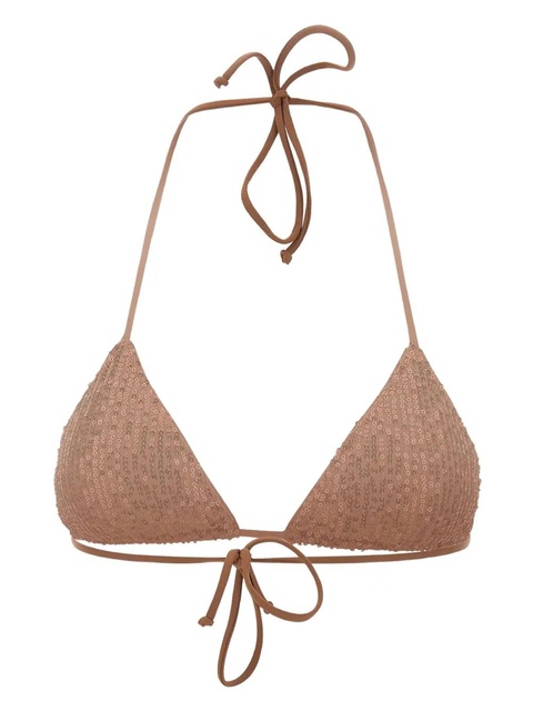 MC2 Saint Barth sequin-embellished triangle bikini top - Neutrals - zdjęcie produktu nr 2