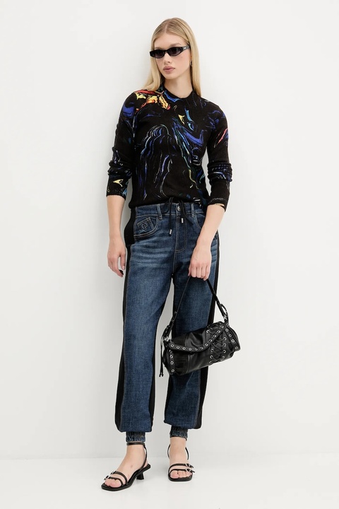 Desigual sweter BUTTERFLY LACROIX damski kolor czarny lekki 25WWJF05 - zdjęcie produktu nr 1