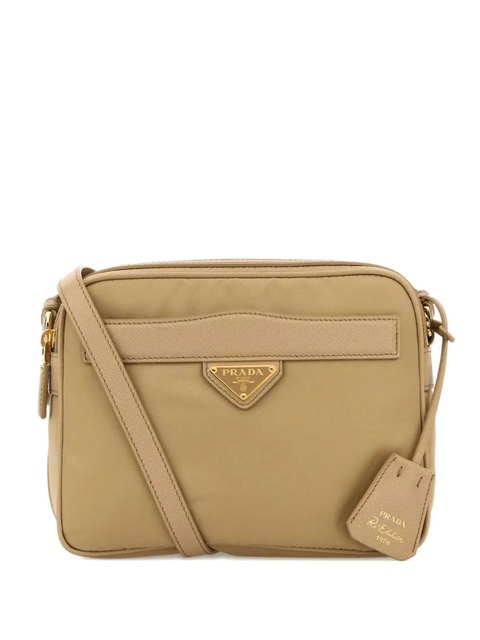 Prada leather-trimmed shoulder bag - Brown - zdjęcie produktu nr 1