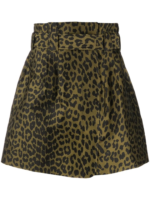 GANNI leopard-print A-line mini skirt - Green - zdjęcie produktu nr 1