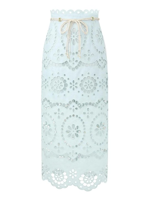ZIMMERMANN Awaken embroidered midi skirt - Blue - zdjęcie produktu nr 1