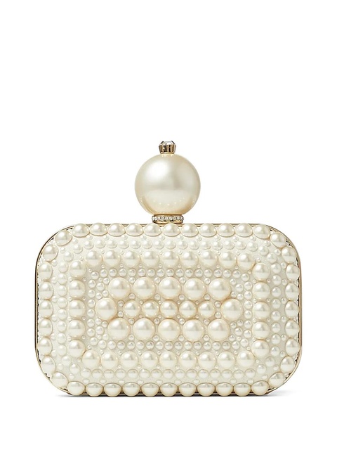 Jimmy Choo Micro Cloud pearl-embellished clutch bag - White - zdjęcie produktu nr 1