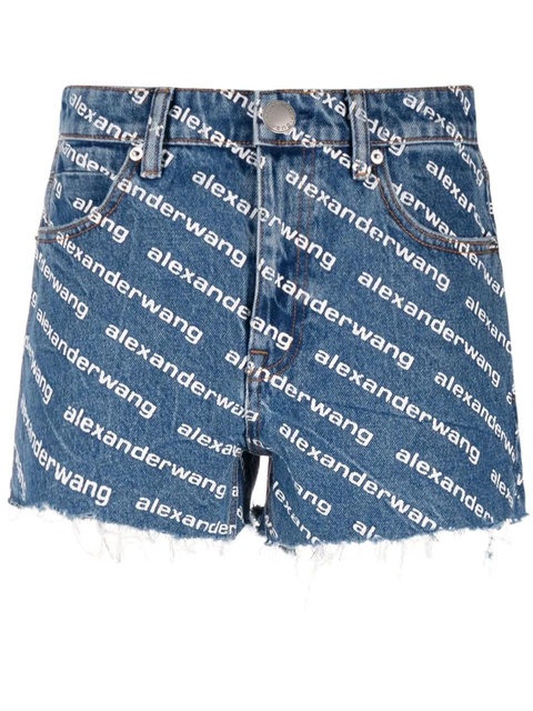 Alexander Wang logo-print denim shorts - Blue - zdjęcie produktu nr 1