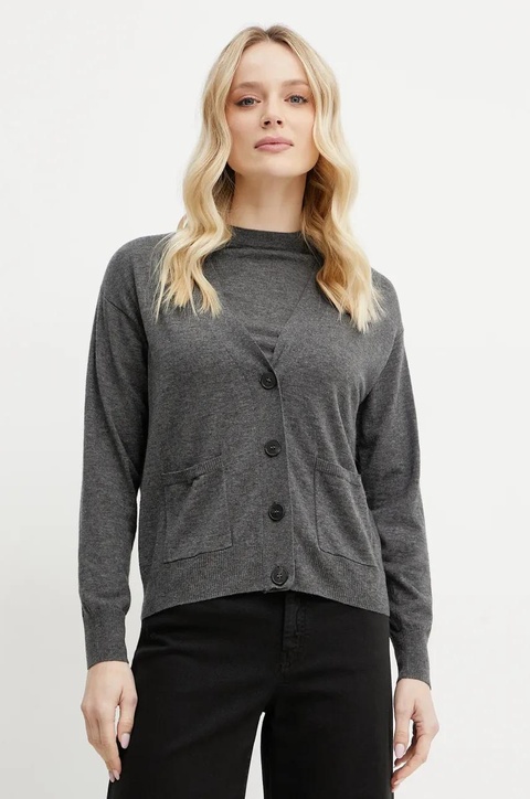 Weekend Max Mara kardigan wełniany damski kolor szary lekki 2515381011600 - zdjęcie produktu nr 1