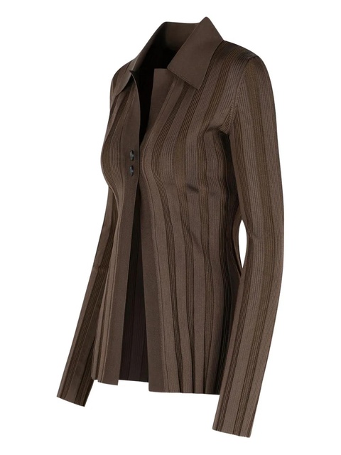 Sportmax ribbed two-button polo top - Brown - zdjęcie produktu nr 2