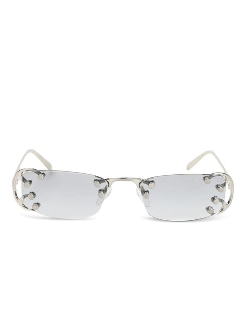 Prada Eyewear studded rectangle sunglasses - Silver - zdjęcie produktu nr 1