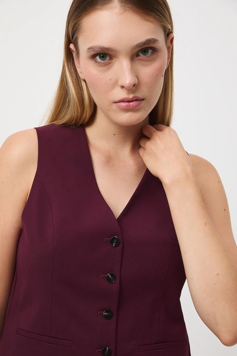Medicine kamizelka damska kolor bordowy jednorzędowa - zdjęcie produktu nr 2