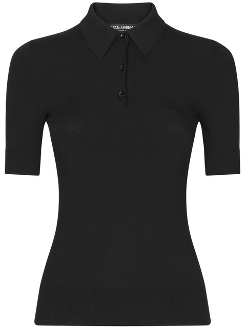Dolce & Gabbana short-sleeve fine-knit polo shirt - Black - zdjęcie produktu nr 1