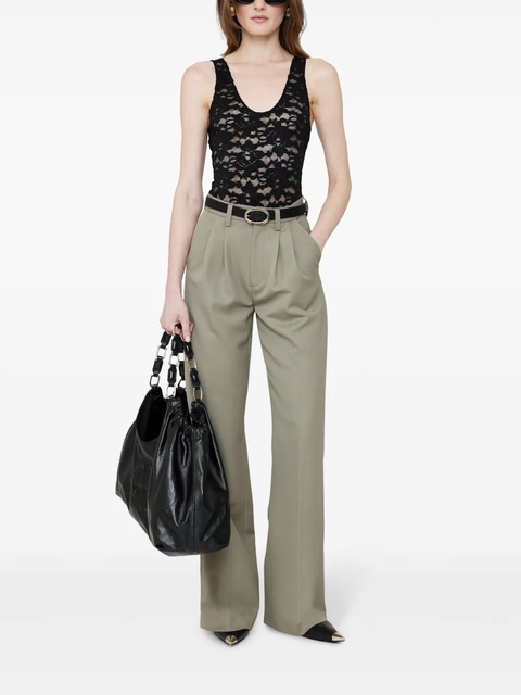 ANINE BING Carrie pleat-detail wool trousers - Green - zdjęcie produktu nr 2