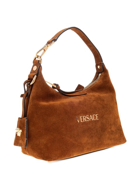 Versace logo-lettering suede tote bag - Brown - zdjęcie produktu nr 2