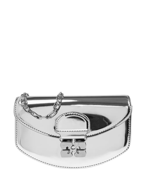 GANNI metallic-effect clasp chain mini bag - Grey - zdjęcie produktu nr 1