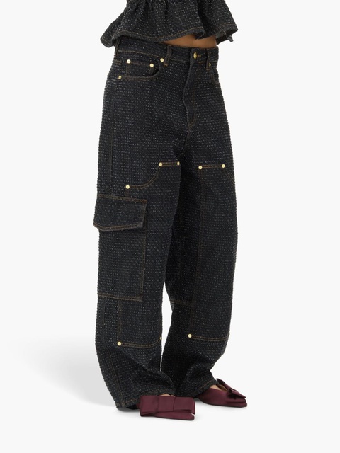 GANNI Fluffy wide-leg jeans - Black - zdjęcie produktu nr 2