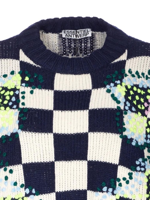 Essentiel Antwerp embroidered check sweater - Blue - zdjęcie produktu nr 2