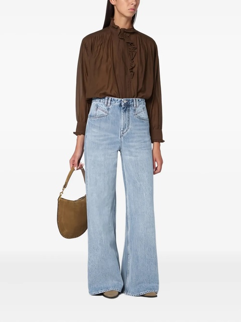 MARANT ÉTOILE ruffled high-neck blouse - Brown - zdjęcie produktu nr 2