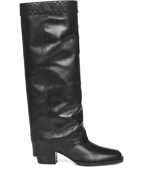 FENDI 55mm FF-logo plaque knee-high boots - Black - zdjęcie produktu nr 1