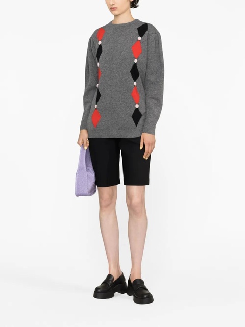 Alessandra Rich intarsia-patterned wool jumper - Grey - zdjęcie produktu nr 2