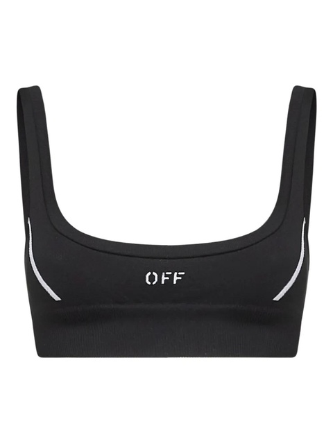 Off-White stripe-detail ribbed top - Black - zdjęcie produktu nr 1