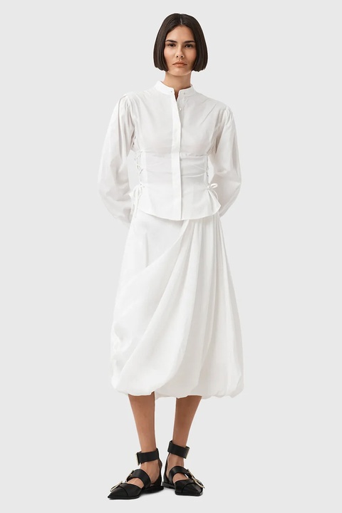 AllSaints spódnica NIA kolor biały midi rozkloszowana W001RD - zdjęcie produktu nr 1