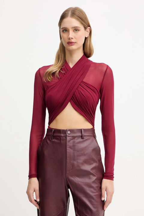 Bardot body damskie kolor bordowy gładka 60050TB - zdjęcie produktu nr 1