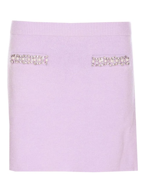 Self-Portrait rhinestone-embellished knit skirt - Purple - zdjęcie produktu nr 1