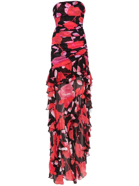 Blumarine floral-print ruffled maxi dress - Black - zdjęcie produktu nr 1