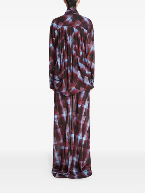DRIES VAN NOTEN geometric-print tie-neck blouse - Red - zdjęcie produktu nr 2
