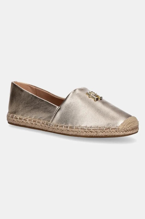 Tommy Hilfiger espadryle skórzane TH LOGO METALLIC LEATHER ESPAD kolor złoty FW0FW08652 - zdjęcie produktu nr 1