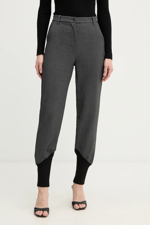 Pinko spodnie damskie kolor szary high waist 106120 A2ZT - zdjęcie produktu nr 1