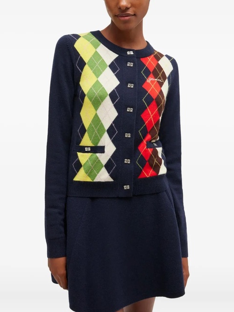 GANNI argyle button cardigan - Blue - zdjęcie produktu nr 2